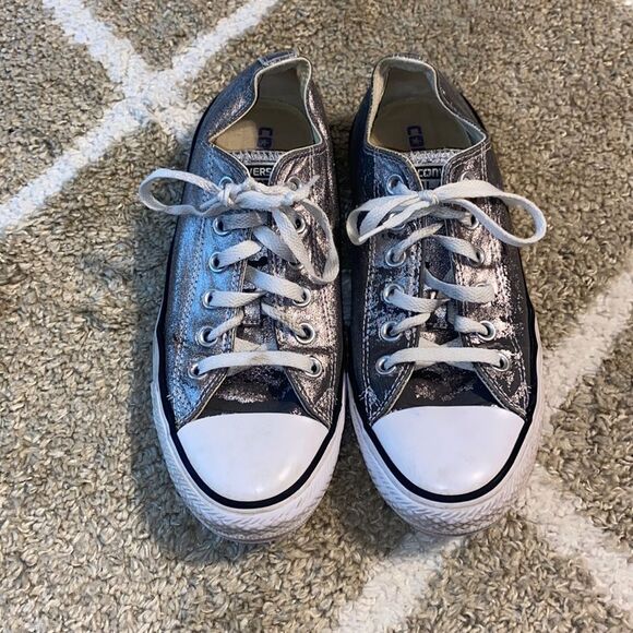 Converse Unisex Silver Metallic/Gray All Star Sneakers - Picture 1 of 7